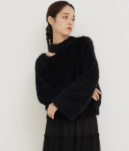 フェザーヤーン カットアウト ニット トップス 793-8960