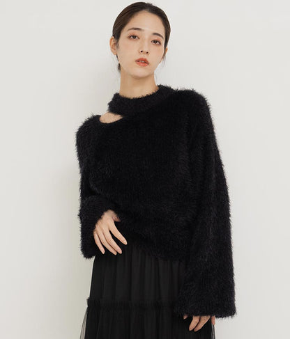 フェザーヤーン カットアウト ニット トップス 793-8960