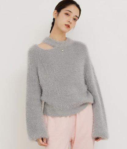 フェザーヤーン カットアウト ニット トップス 793-8960