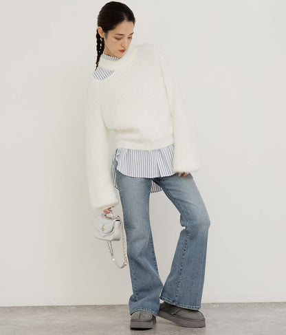 フェザーヤーン カットアウト ニット トップス 793-8960