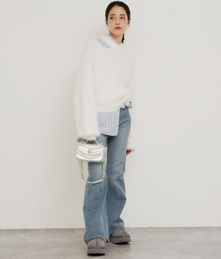 フェザーヤーン カットアウト ニット トップス 793-8960