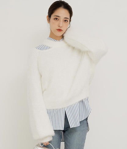 フェザーヤーン カットアウト ニット トップス 793-8960