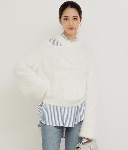 フェザーヤーン カットアウト ニット トップス 793-8960