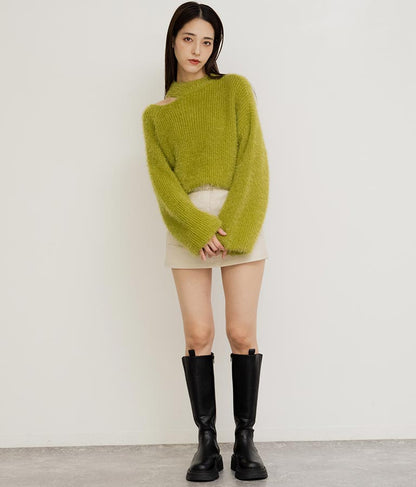 フェザーヤーン カットアウト ニット トップス 793-8960