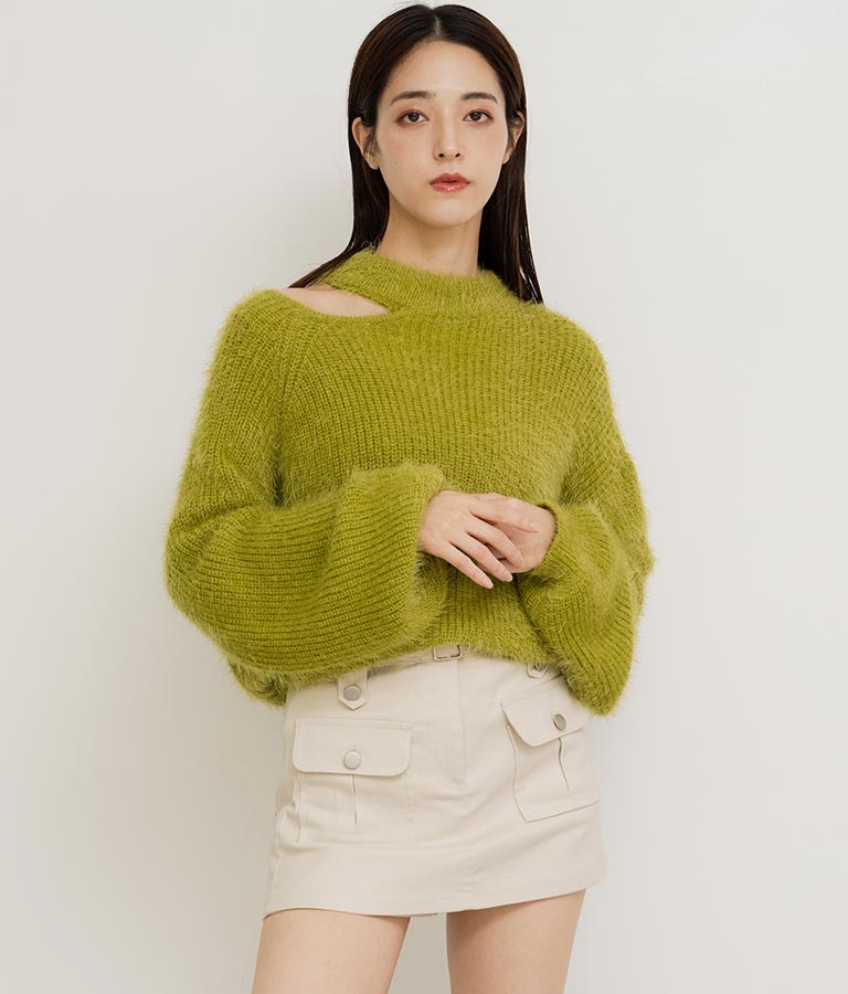 フェザーヤーン カットアウト ニット トップス 793-8960