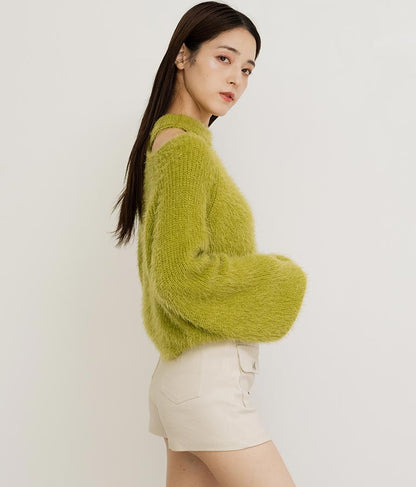 フェザーヤーン カットアウト ニット トップス 793-8960