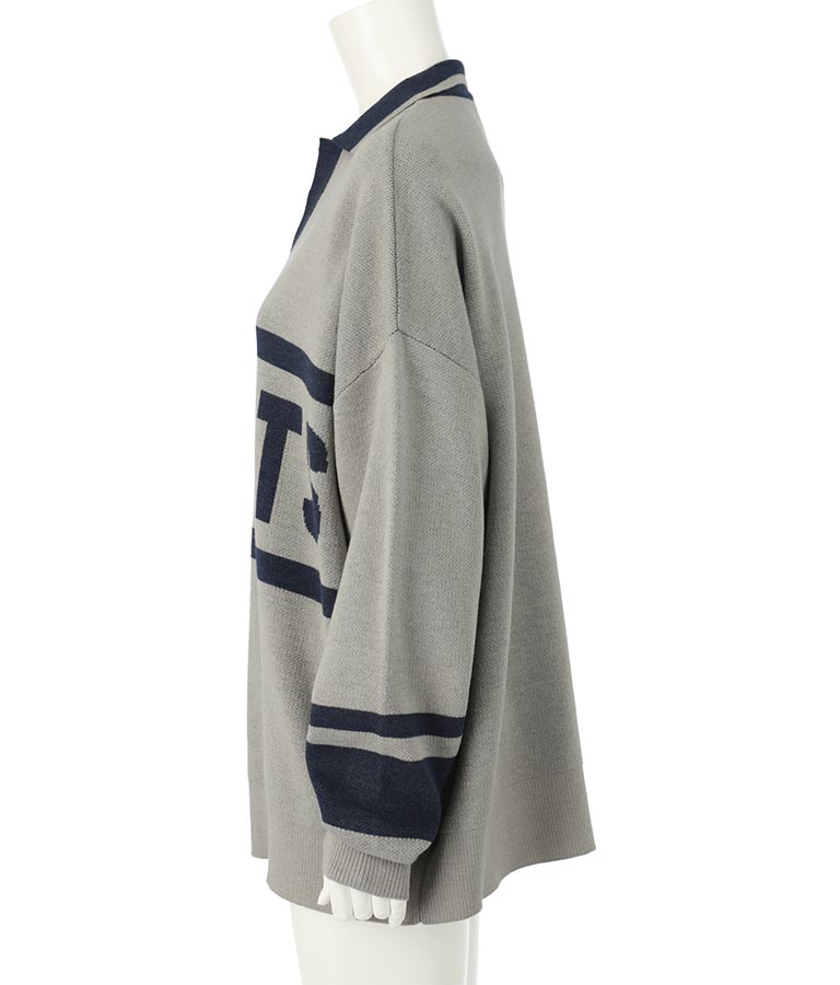 スキッパー ジャガード ニット トップス