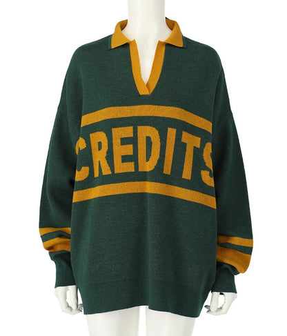 スキッパー ジャガード ニット トップス 793-8936