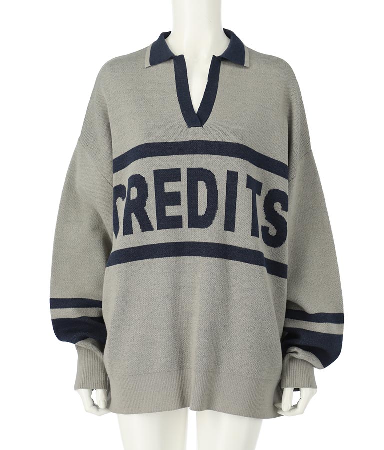 スキッパー ジャガード ニット トップス 793-8936