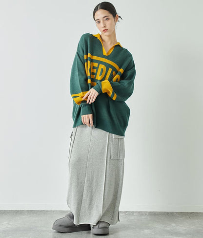 スキッパー ジャガード ニット トップス 793-8936