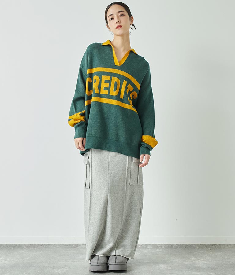 スキッパー ジャガード ニット トップス 793-8936