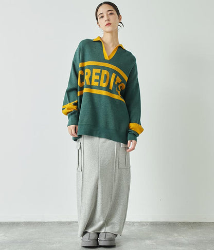 スキッパー ジャガード ニット トップス 793-8936