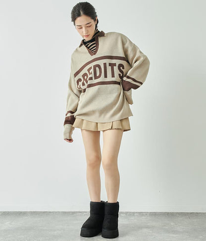 スキッパー ジャガード ニット トップス 793-8936