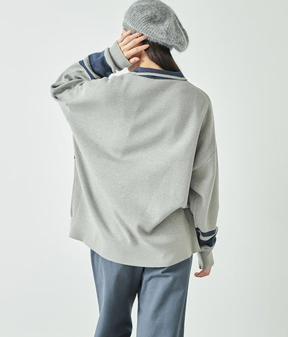 スキッパー ジャガード ニット トップス 793-8936