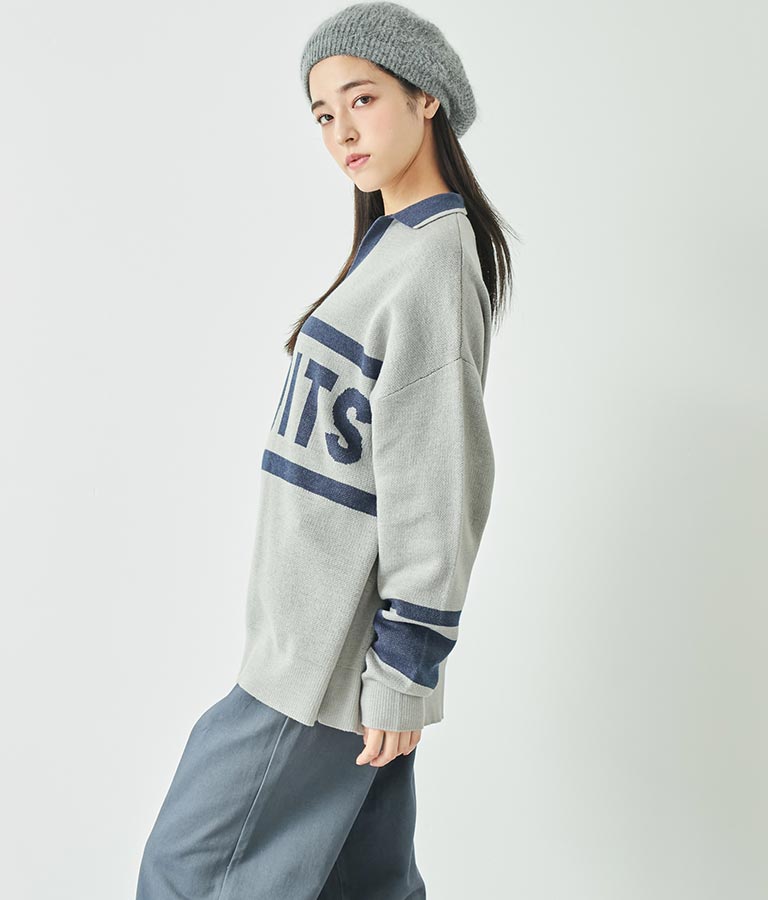 スキッパー ジャガード ニット トップス 793-8936