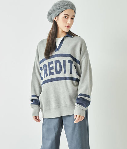 スキッパー ジャガード ニット トップス 793-8936