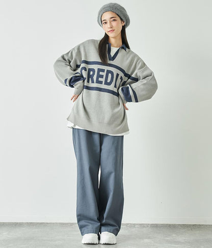 スキッパー ジャガード ニット トップス 793-8936