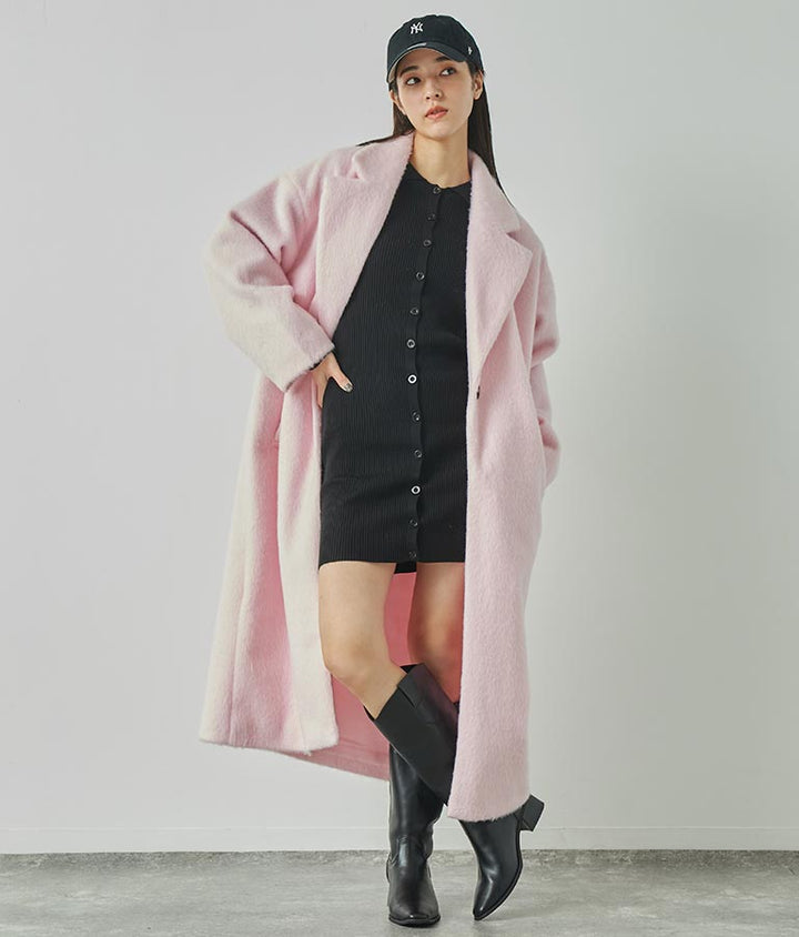 オーバーサイズ シャギー ロング チェスター コート 796-8929