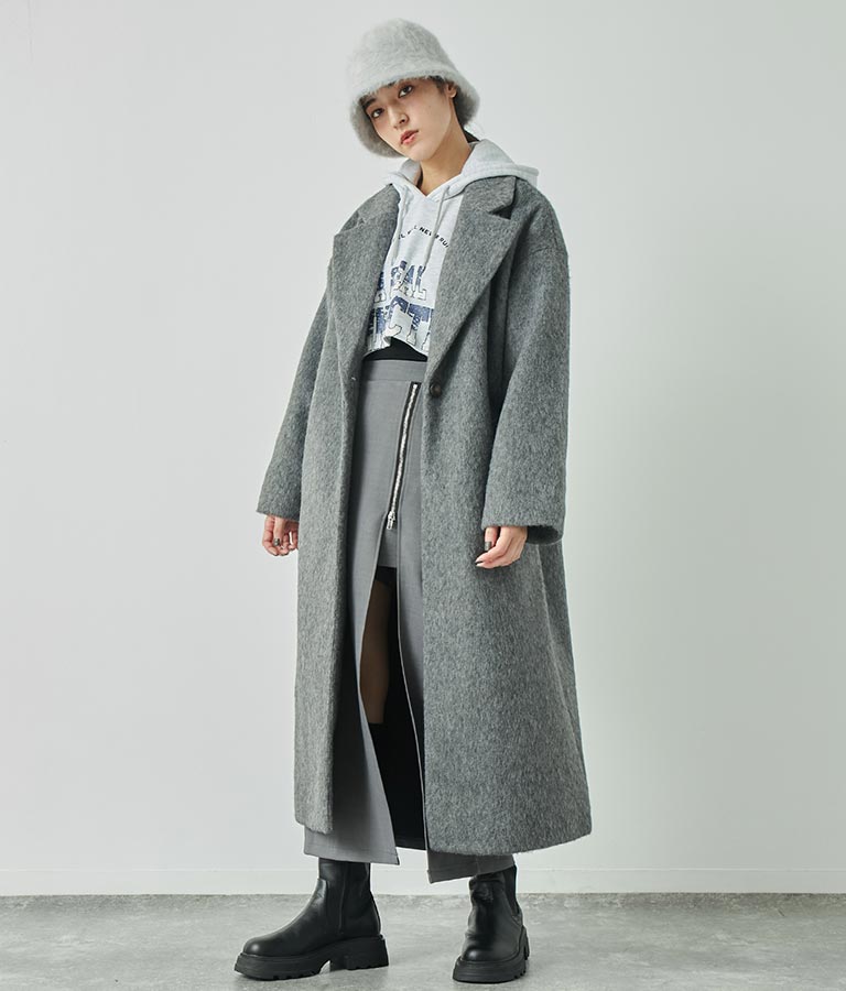 オーバーサイズ シャギー ロング チェスター コート 796-8929
