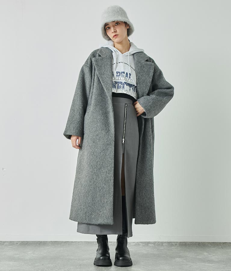 オーバーサイズ シャギー ロング チェスター コート 796-8929