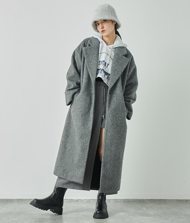オーバーサイズ シャギー ロング チェスター コート 796-8929