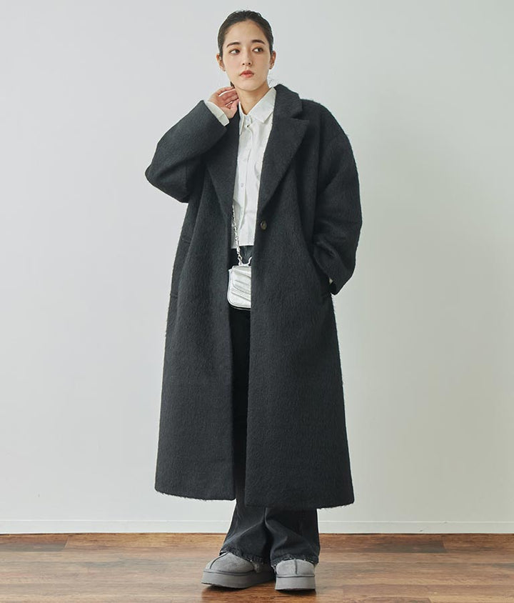 オーバーサイズ シャギー ロング チェスター コート 796-8929