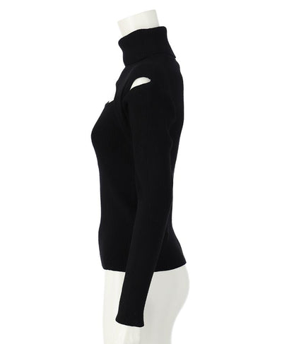 デコルテ オープン オフタートルネック ソフトタッチ ニット 長袖 493-2605