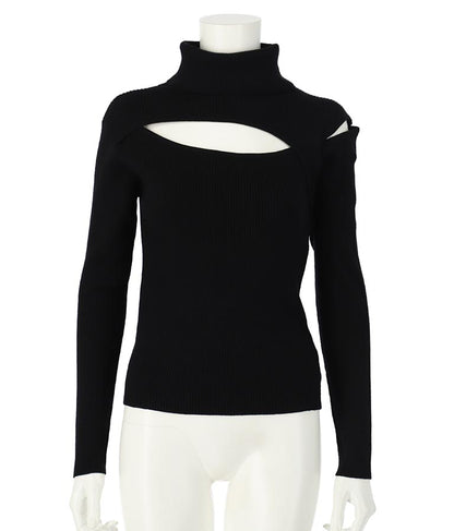 デコルテ オープン オフタートルネック ソフトタッチ ニット 長袖 493-2605