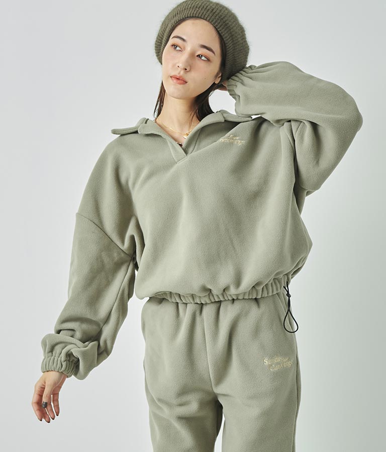 英字刺繍 スキッパー フリース トップス【別売りSETUP】