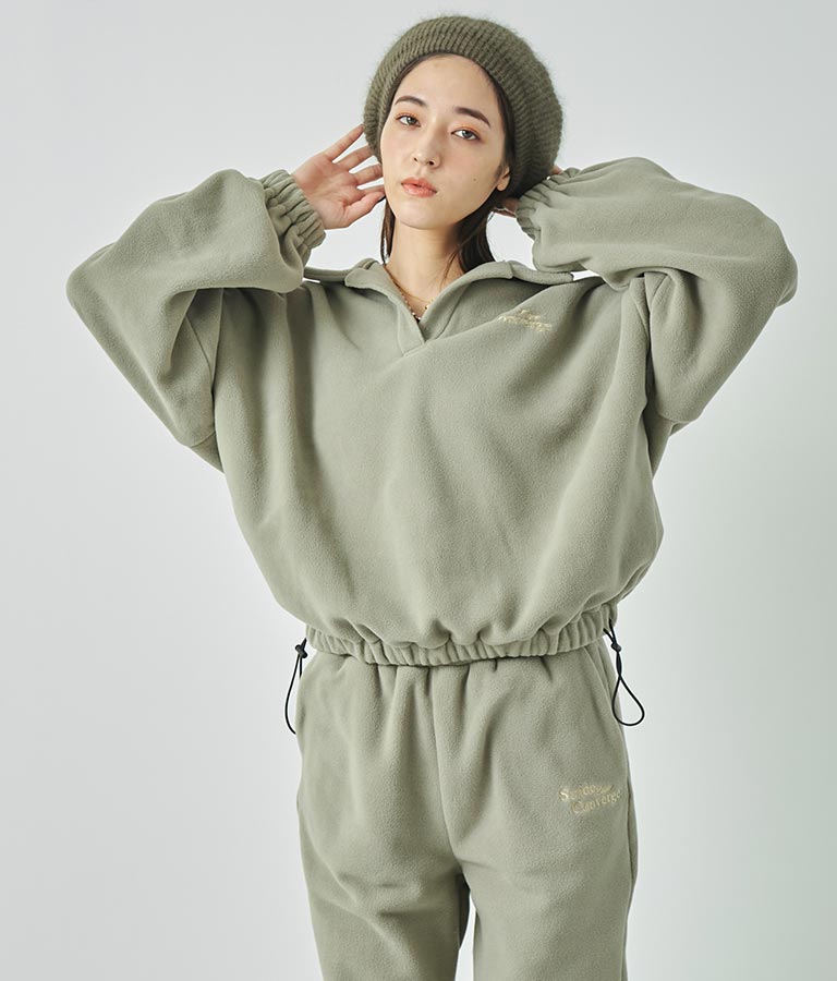 英字刺繍 スキッパー フリース トップス【別売りSETUP】 793-9055