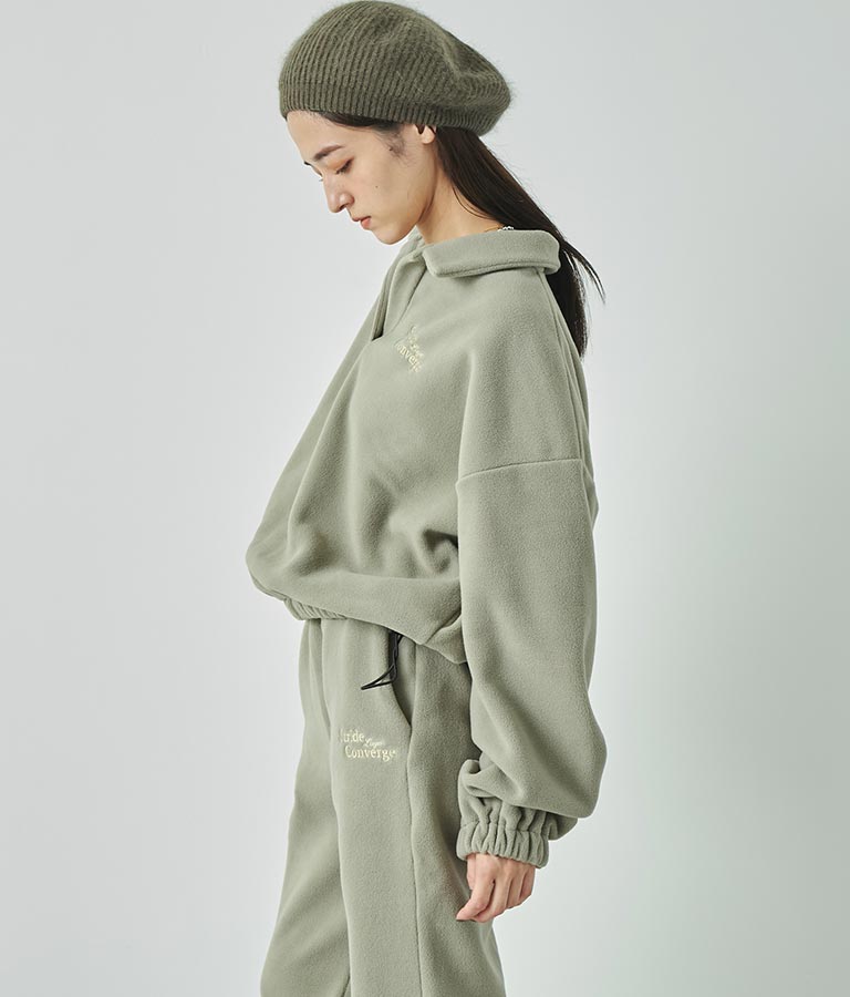 英字刺繍 スキッパー フリース トップス【別売りSETUP】 793-9055