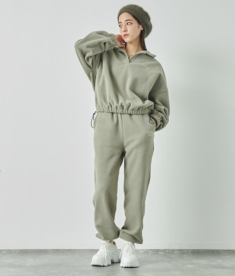 英字刺繍 スキッパー フリース トップス【別売りSETUP】 793-9055