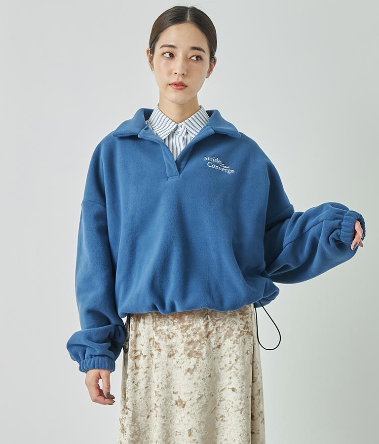 英字刺繍 スキッパー フリース トップス【別売りSETUP】 793-9055