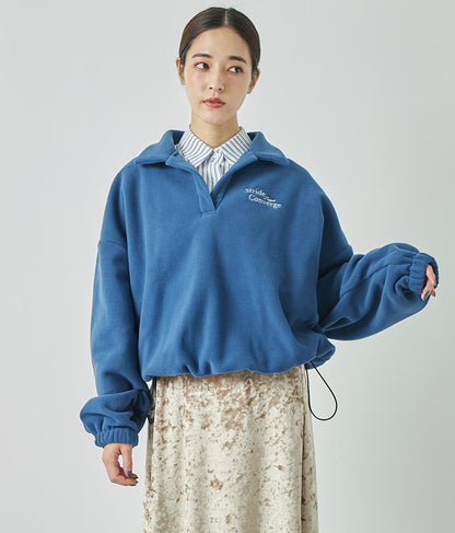 英字刺繍 スキッパー フリース トップス【別売りSETUP】 793-9055