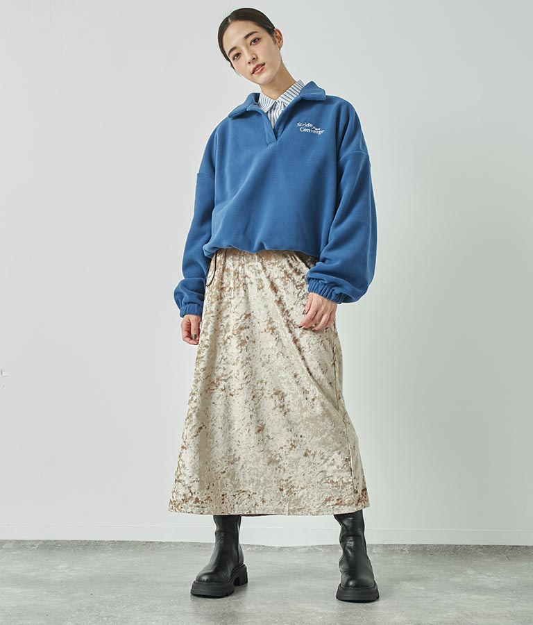 英字刺繍 スキッパー フリース トップス【別売りSETUP】 793-9055