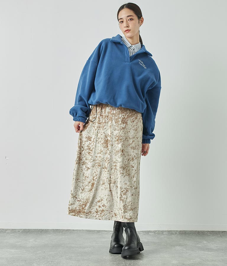 英字刺繍 スキッパー フリース トップス【別売りSETUP】 793-9055