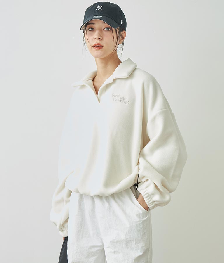 英字刺繍 スキッパー フリース トップス【別売りSETUP】 793-9055