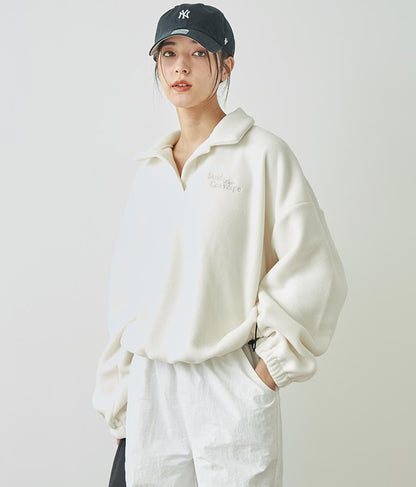 英字刺繍 スキッパー フリース トップス【別売りSETUP】 793-9055