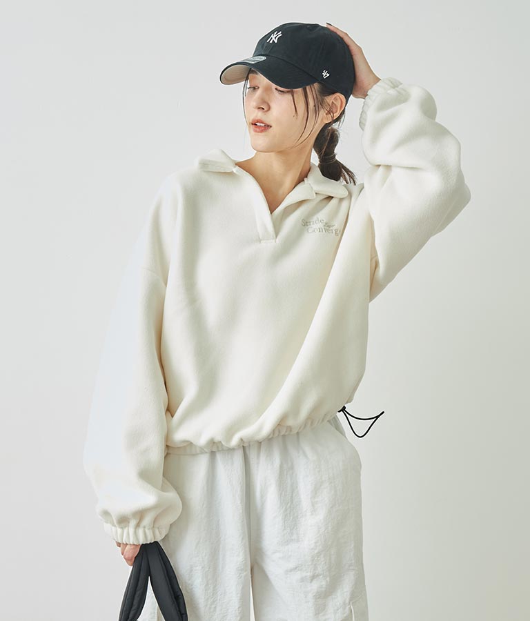 英字刺繍 スキッパー フリース トップス【別売りSETUP】 793-9055