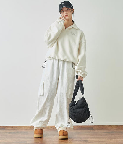 英字刺繍 スキッパー フリース トップス【別売りSETUP】 793-9055