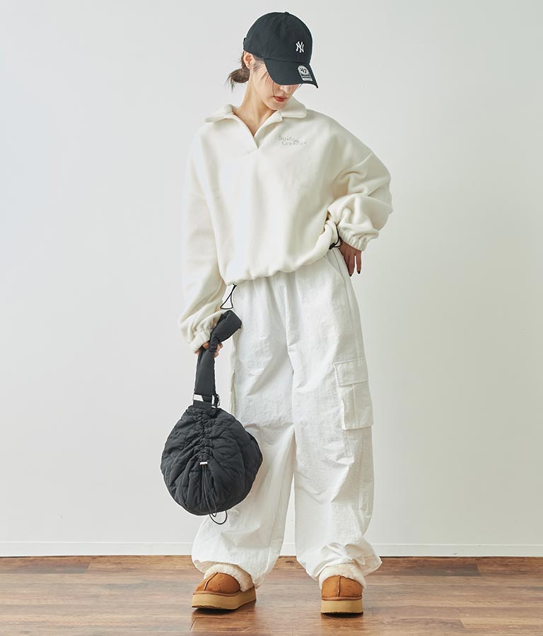 英字刺繍 スキッパー フリース トップス【別売りSETUP】 793-9055