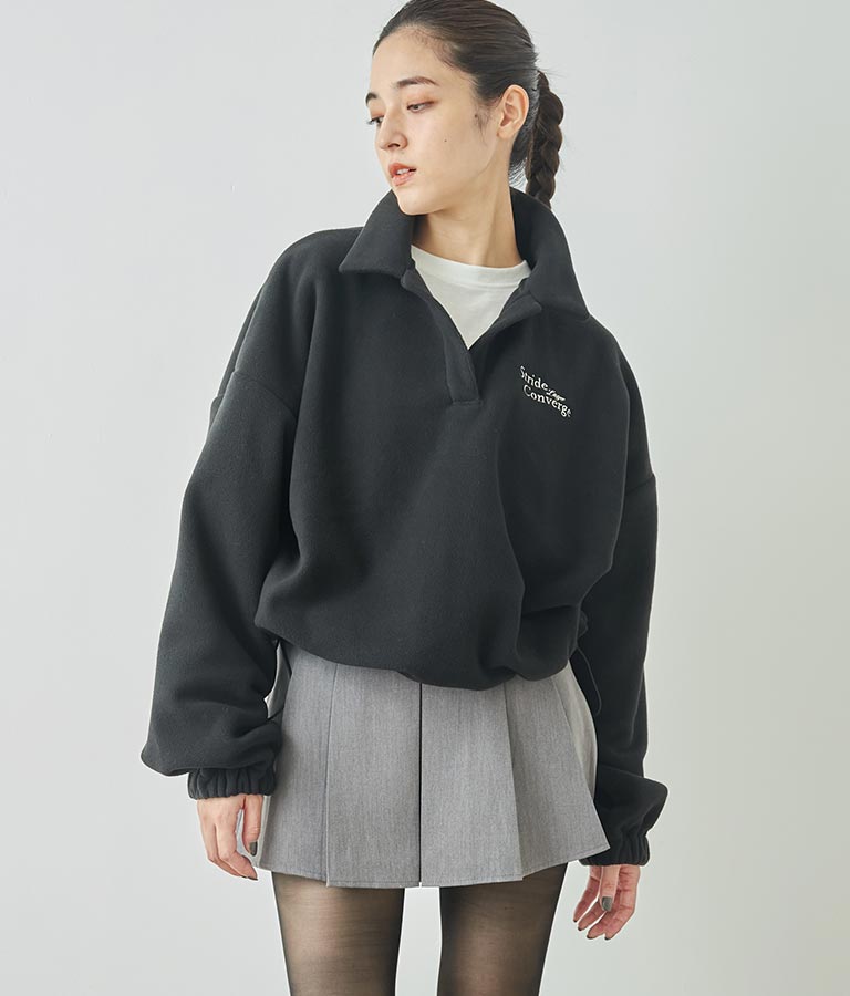 英字刺繍 スキッパー フリース トップス【別売りSETUP】 793-9055