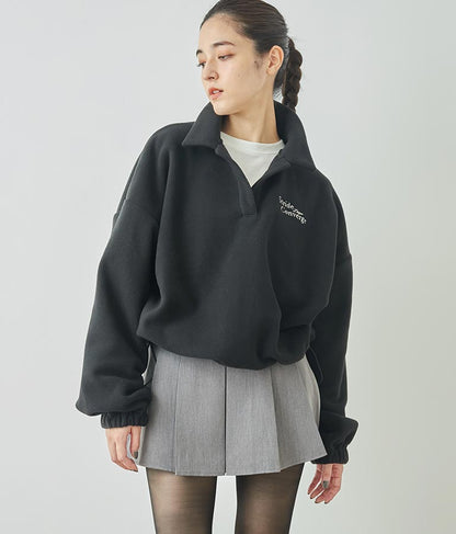 英字刺繍 スキッパー フリース トップス【別売りSETUP】 793-9055
