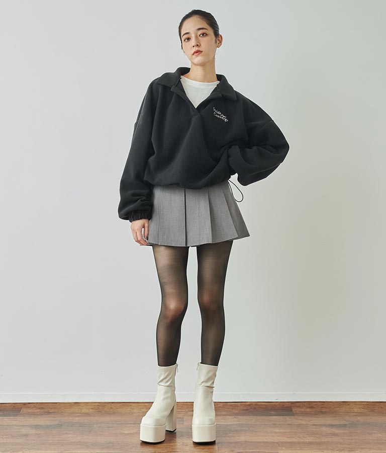 英字刺繍 スキッパー フリース トップス【別売りSETUP】 793-9055