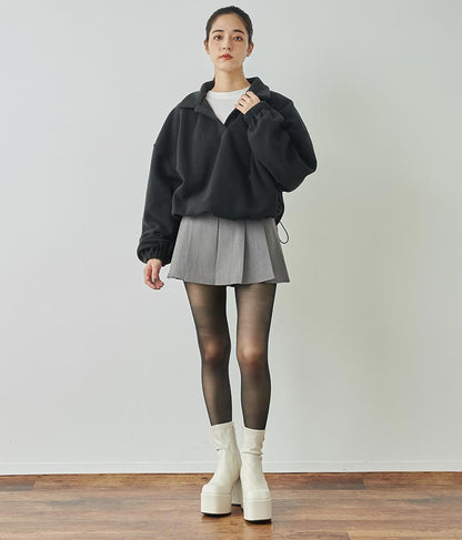 英字刺繍 スキッパー フリース トップス【別売りSETUP】 793-9055