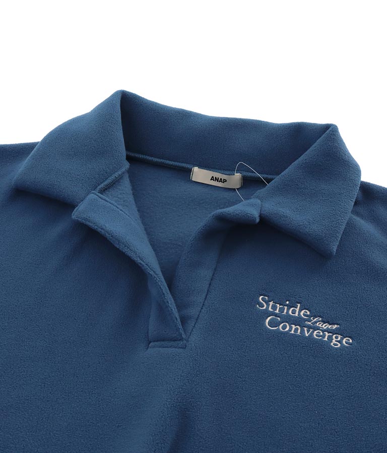 英字刺繍 スキッパー フリース トップス【別売りSETUP】 793-9055