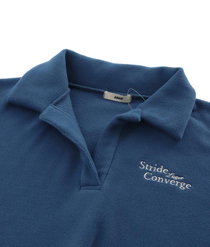 英字刺繍 スキッパー フリース トップス【別売りSETUP】 793-9055