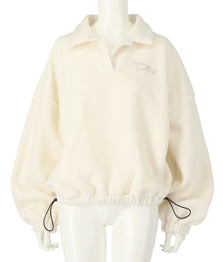 英字刺繍 スキッパー フリース トップス【別売りSETUP】 793-9055