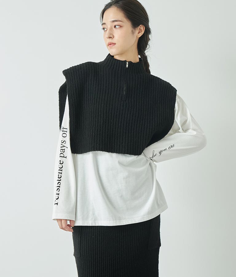 袖 メッセージロゴ ロング Tシャツ ロンT クルーネック 長袖