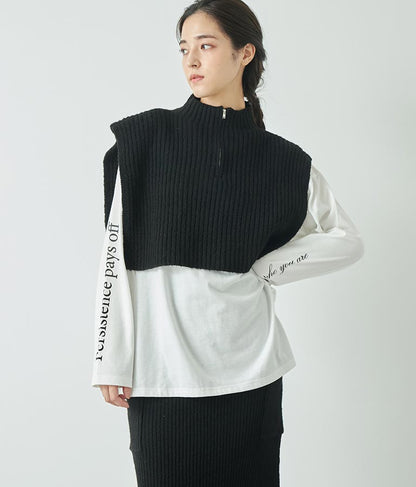 袖 メッセージロゴ ロング Tシャツ ロンT クルーネック 長袖